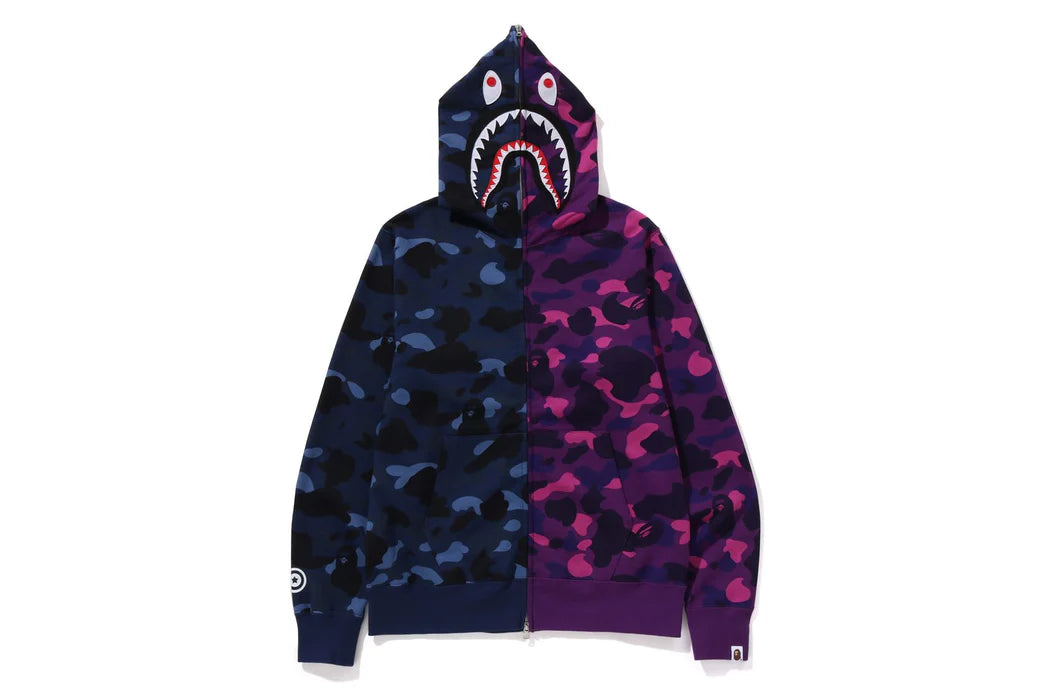 トップス COLOR CAMO SEPARATE SHARK FZ HOODIE A Bathing Ape Color Camo Separate Shark Fz Hoodie Blue