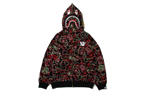 BAPE X 88RISING GLOW IN THE DARK CAMO SHARK FULL ZIP HOODIE