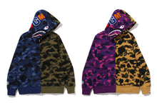Load image into Gallery viewer, SPLIT CAMO SHARK FULL ZIP HOODIE